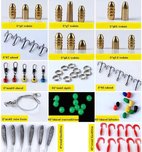 Complete 138-delige Visaccessoires Set met Jig Haken, Ballevormige Loodgewichten en Diverse Vis Swivels en Snap-Haken