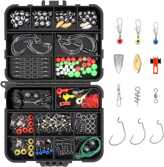 Complete 191-delige Vishaak Set met Accessoires, Gewichten, Loodjes en Vissnoer voor Succesvol Vissen