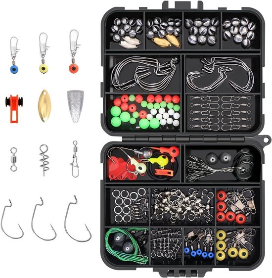 Complete 191-delige Vishaakset met Accessoires, Gewichten, Lood en Vissnoer voor Effectief Vissen van Merkloos