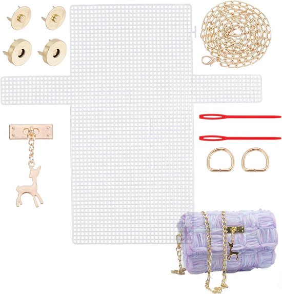 Complete 8-delige set haaknaalden met plastic net, scharnieren en accessoires voor haken