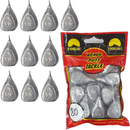 Complete Fishing Lead Set for Drop Shot Rig - 10 x 80g Weights - Perfect for Carp Fishing
