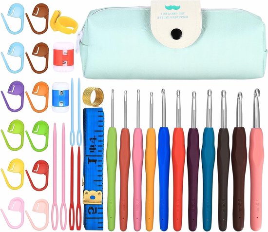 Complete Haaknaalden Set 31-delig van 2mm tot 7mm - Ergonomische Haaknaalden voor Beginners met Accessoires en Draagtas - Perfect voor Haken en Creatieve Projecten