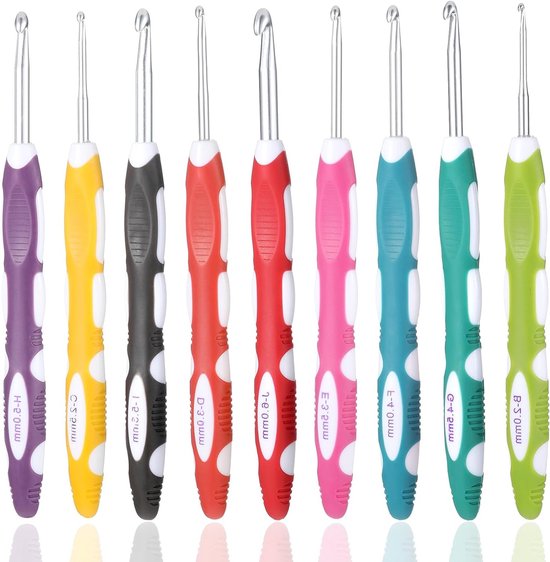 Complete Haaknaalden Set met 9 Stuks, Diverse Maten van 2mm tot 6mm, Ideaal voor Beginners, Perfect voor Sjaals en Truien van Merkloos