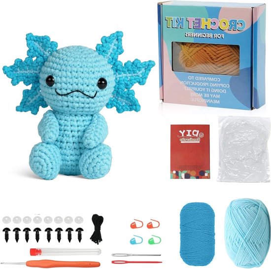 Complete Haakset voor Beginners met Video-instructies, Eenvoudige DIY Haakdieren, Perfect voor Kinderen en Ontspanning, Ideaal Cadeau voor Creatieve Hobbyisten