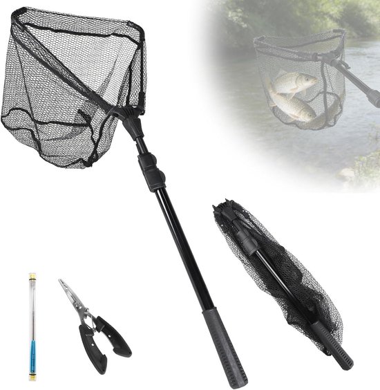 Complete set met landing net, haakverwijderaar en visserijtang voor een succesvolle viservaring