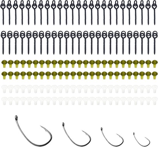 Complete Set van 154 Vishaak Accessoires met Stopper, Bait Screws en Duurzame Haakonderdelen voor Effectief Vissen van Merkloos