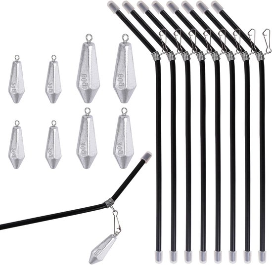 Complete Set van 16 Stuks Visserslood met 20/40/60g Peervormige Lood en 8 Antiknoop Hulpstukken voor Buitenvisserij