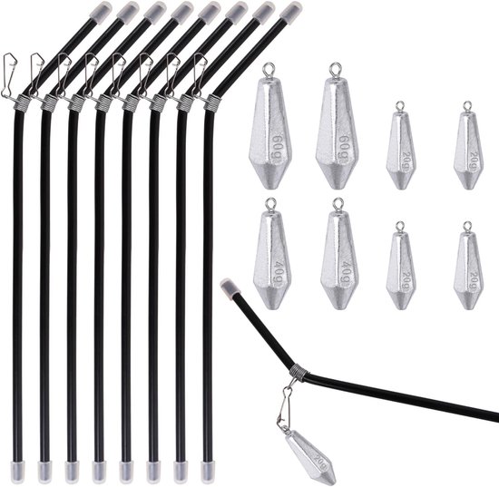 Complete Set van 16 Stuks Vistuig met 20/40/60g Parellood en 8 Antiknoop Haken voor Buitenvissen