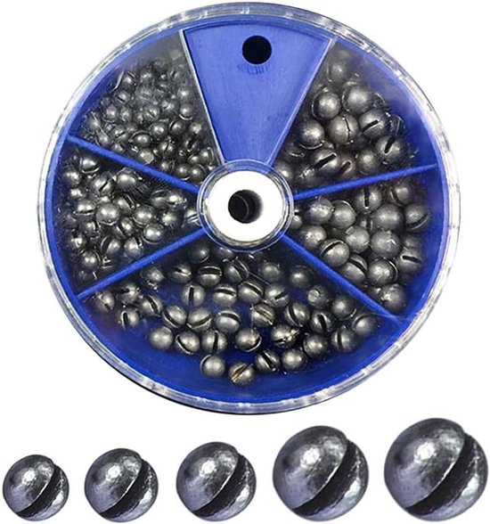 Complete Set van 205 Ronde Viskhaken met Verwijderbare Gewichten in 5 Maten voor Vissen met Dobber (0.25g/0.2g/0.8g)