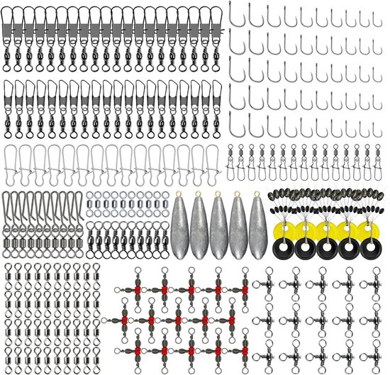 Complete Set van 240 Stukjes Visaccessoires met Vissen Haken, Lood en Klemmen voor Effectief Vissen in de Natuur van Merkloos