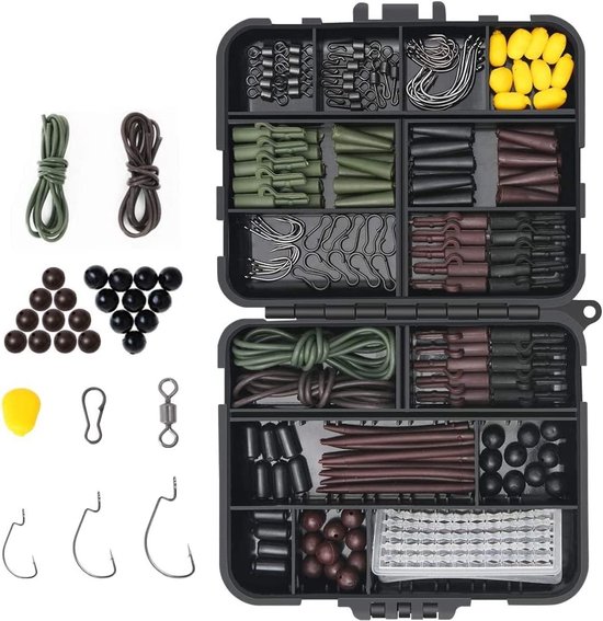 Complete Set van 272 Vis Haak Accessoires, Inclusief Gewichtjes, Loodjes en Vislijn Kralen voor Effectief Vissen van Merkloos