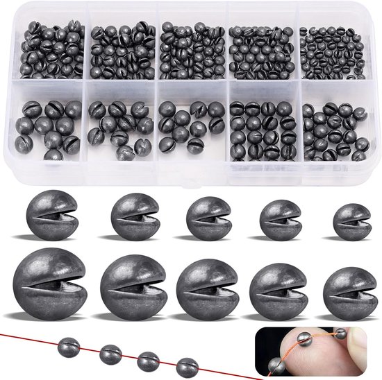 Complete Set van 300 Stuks Verwijderbare Loodgewichten voor Vissen - Diverse Maten van 0.2g tot 2g voor Optimale Stabilisatie en Aasgebruik