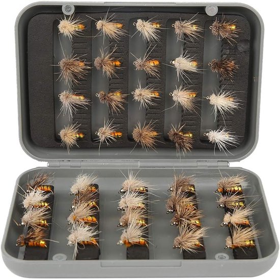 Complete Set van 40 Vliegvissen Loodjes met Haak - Droge Vliegen, Insecten Lures en Vissersaccessoires voor Optimaal Vangsten