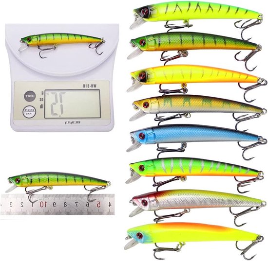 Complete set van 43 kleurrijke onderwaterhengels voor snoek, baars en forel vissen