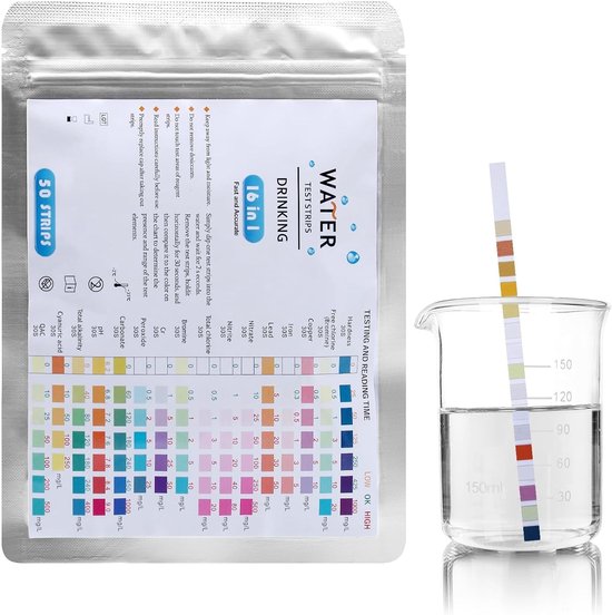 Complete set van 50 water teststrips voor drinkwater - Test hardheid, lood, ijzer en koper voor optimale waterkwaliteit