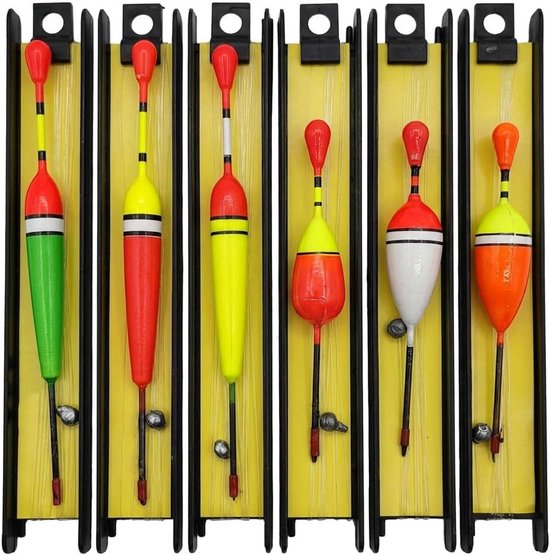 Complete Set van 6 Vissersboeien met Lood, Vissnoer en Vishaak voor Zoetwatervissen, Ideaal voor Forel, Zander en Snoek in Meer, Rivier en Stroom