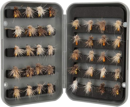 Complete Tenkara Vliegvissen Set met 40 Stukken, Inclusief Kebari en Droge Vliegen voor Forelvisserij in Rivieren en Bergstromen