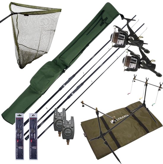 Complete Ultimate Karper Set met hengels, vrijloopmolens, rodpod, beetmelders en end-tackle! - Karper Set
