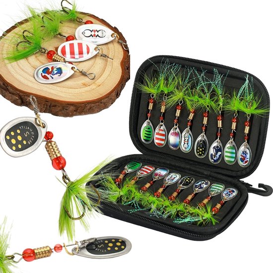 Complete Vissersset met 43 Stuks, Levensechte Vissenlokken, Spinner, Lepel en Swimbait in Opbergdoos voor Effectief Vissen van Merkloos