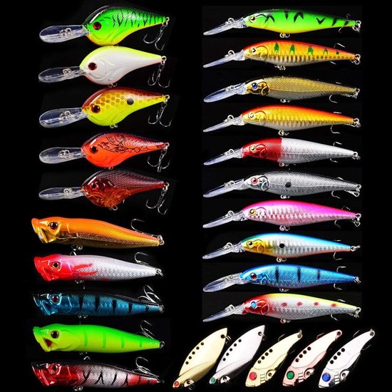Complete Vissersset met Kunstmatige Aas - Hard Minnow Lures en Tackle voor Zoet- en Zoutwater Vissen