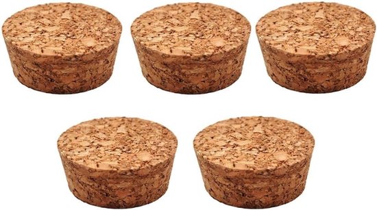 Conische Kurken Stopper Set van 5 Stuks, 70 mm, Natuurlijke Kurk voor Wijn, Ambachten en Flessen