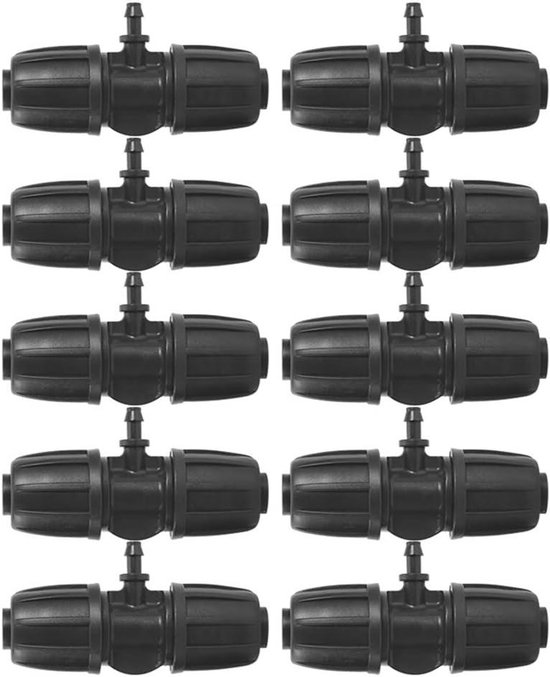 Connector voor Garden Irrigatie, 10 stuks, 16 mm tot 4/7 - Barbed Tee Connector - Voor PE broek - Waterdichte Verbindingsslangen van Sildez