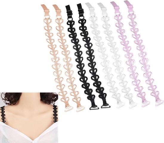 Convertible Lace Flower Straps - Set van 4 om je damesbeha's te transformeren - wit roze nude zwart - vrouwelijke lingerie accessoires . van Merkloos