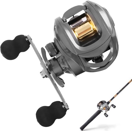 COOAU - Vismolen - Linkerhand - 10kg Remkracht - Visrol - Vrijloopmolen - Spinmolen - Gladde Visserij Reel - Voor Zoet- en Zoutwater - Bait Cast Reel Combo voor Starters Visgere