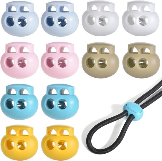 Cord stoppers met 2 gaten voor kabels van 6 mm - plastic vergrendelingen voor koorden en kabelbinders, ideaal voor diverse toepassingen