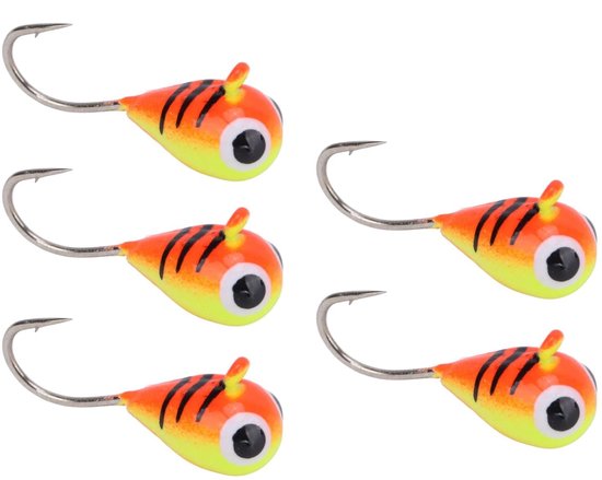 Cosensi- Ijsvissen Jigs - 5 Stuks - Koolstofstaal - Duurzaam - Levensecht - Continue Scherpte - Viskunstaas