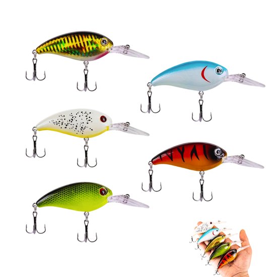 Crankbait Set - Kunstaas voor Snoek, Baars en Snoekbaars - 5 Stuks van Merkloos