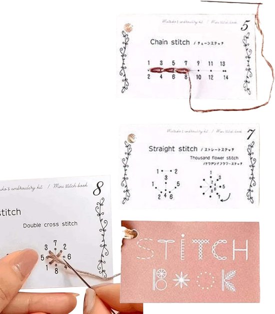 Creatief Naaiboek - Borduurboek Knutselset - Leren Naaien Borduren - Stapsgewijze Instructies - 15x8 cm van Merkloos