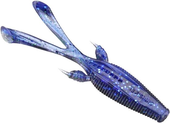 Creature Bait - Zacht Plastic Lure - Vissen op Baars - Konijnenoor Staart - 4 1/4 inch - Blauw Paars