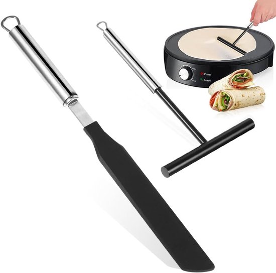 crêpemaker, roestvrij staal, pannenkoekenverdeler en spatel, deegverdeler voor crêpes, crêpes maker voor crêpedeeg of palathammen