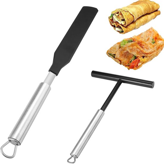 Crêpes-spatel van roestvrij staal, spatel en strooier voor crêpes, pannenkoeken en spatelkit, professionele pannenkoekenspatel, stendi, voor galetten en pannenkoeken
