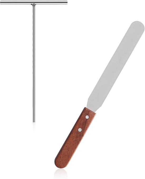 Crêpeverdeler, T-vormig hoekpalet taart, 32 cm houten handvat