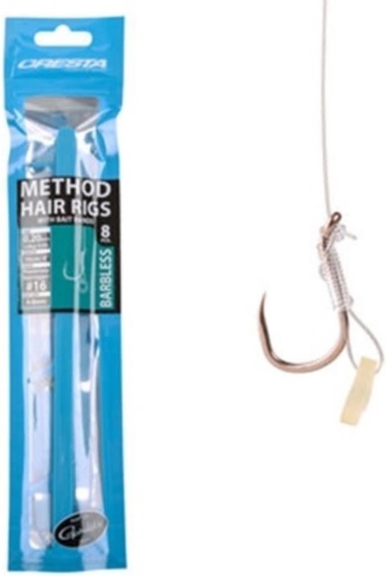 Cresta Method Hair Rig Bait Band Barbless - Maat : 10cm - haak 14 - 0.22mm