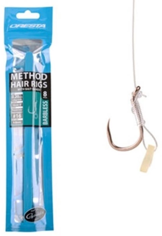 Cresta Method Hair Rig Bait Band Barbless - Maat : 10cm - haak 16 - 0.20mm