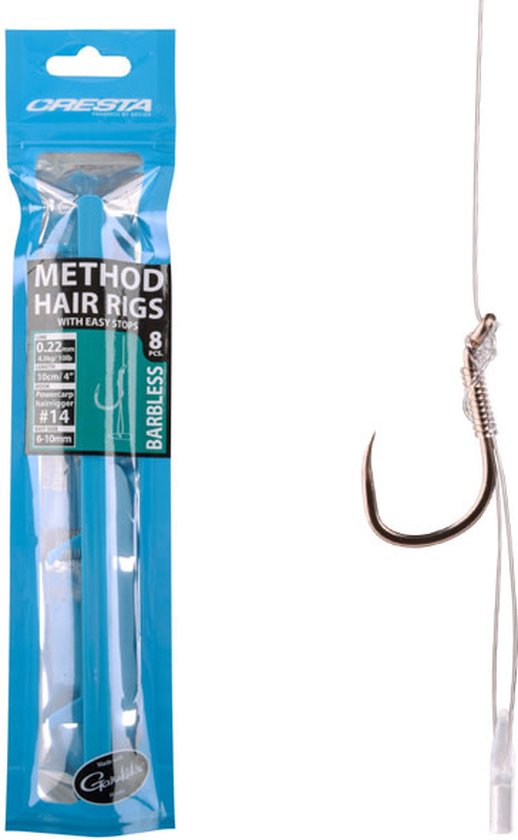 Cresta Method Hair Rig Easy Stop Barbless - Maat : 10cm - haak 14 - 0.22mm