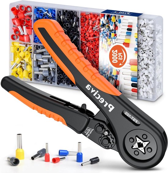 Crimping Pliers 0.08-10 mm² Square Ferrules 2000 Pcs Cord-End Insulated Non-Insulated van Merkloos