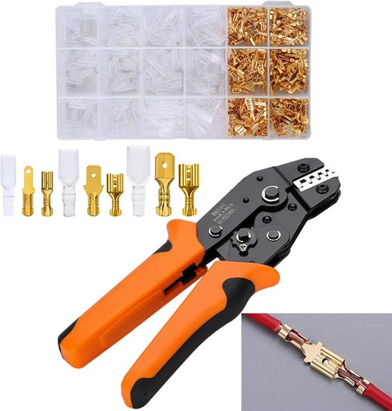 Crimping Pliers Flat Plug 300 Pieces - Cable Connectors Crimping Pliers for 0.25-2.5 mm² - Flat Piping Sleeves van Merkloos