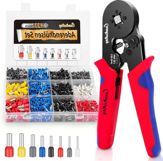 Crimping Pliers Set Premium Cord-End Ferrules Self-Adjusting Tool Set 0.08-10mm² Square Crimping Pliers - DIY Home Use van Merkloos