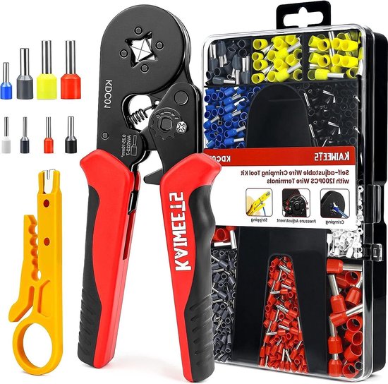 Crimping Pliers with 1200 Lugs Set - Cable Lugs 0.25-10mm²/23-7 AWG Electric Pliers van Merkloos