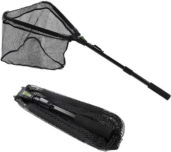 Croch landing net with telescopic rod handle and rubberized coated nylon net - ShopVlot