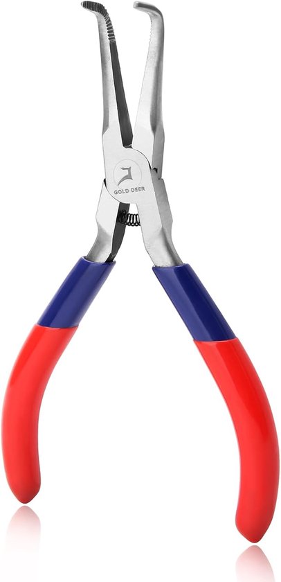 Curved Needle Nose with Toothed Jaw Mini Long Nose Pliers Bending Wire Gripping Tweezers for Comfort Grip Handles - ShopVlot
