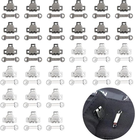 Cyberwork 30 sets of copper trouser hooks and sewing hooks, trouser hooks and hook closure, clothes, hooks and eyelets - ShopVlot