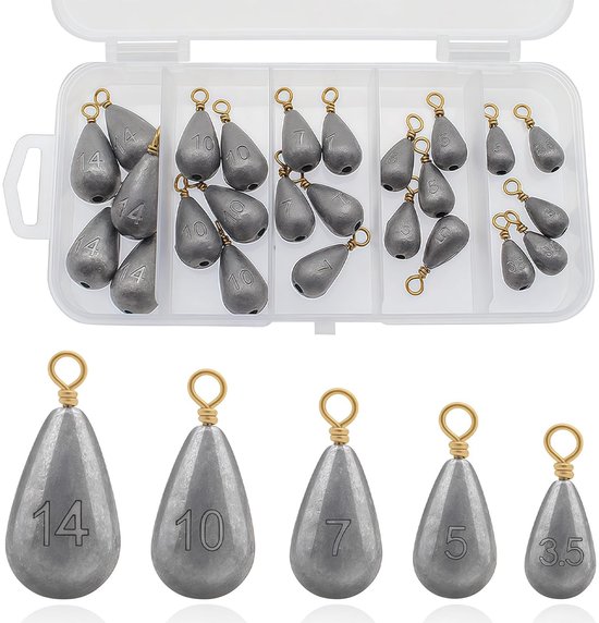 Dailygoods- Angelset 25 Stuks - Swivel - Drop Shot Gewichten - Bass