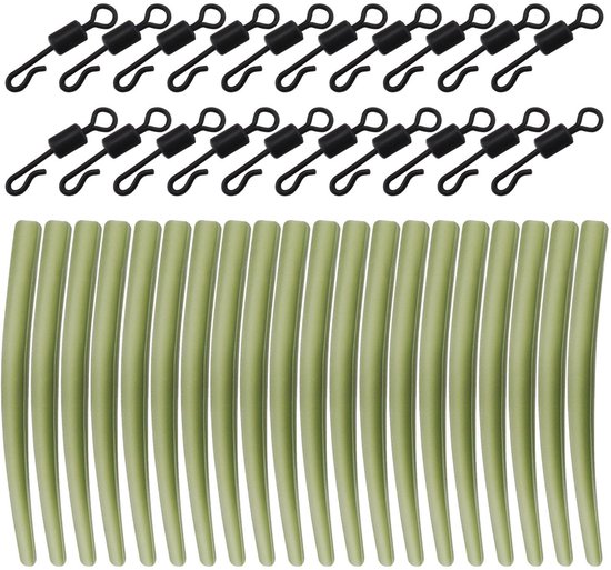 Dailygoods - Anti Tangle Mouwen - Quick Change Swivels - 40 stuks - Donkergroen en Zwart - Karper Vissen Accessoires - Ideaal voor Katrol Rigs en Runn