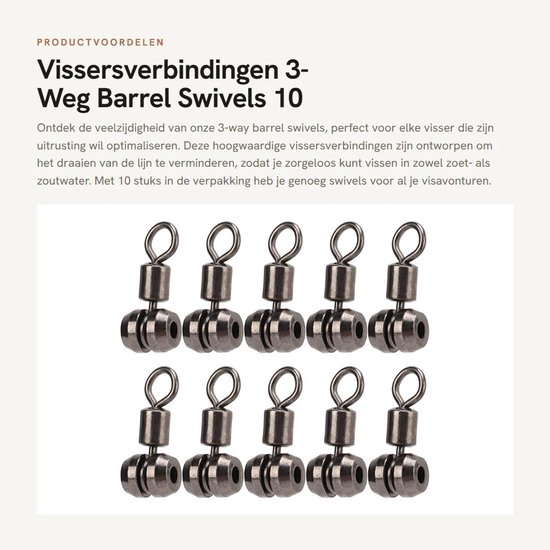 Dailygoods- Barrel Swivels 10 Stuks - Driehoekige Verbinding - Vissen Accessoire - Zoutwater/Freshwater - Schokbestendig - Flexibele Rotatie - Visswivels van Dailygoods