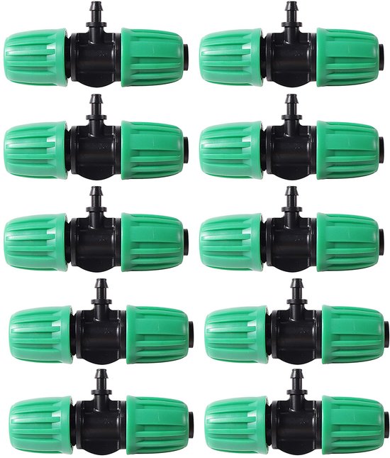 Dailygoods - Cosensi - Dailygoody - Barbed Tee - Irrigatie Connector - Anti-Drop Ontwerp - 10 Stuks - 1/2 Inch naar 1/4 Inch - Geschikt voor Drip Systemen - Hoogwaardige Kwa..